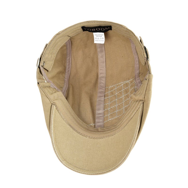 VOBOOM Men Cotton Adjustable Newsboy Beret Ivy Cap Cabbie Flat Hat (Light Brown) - Image 5